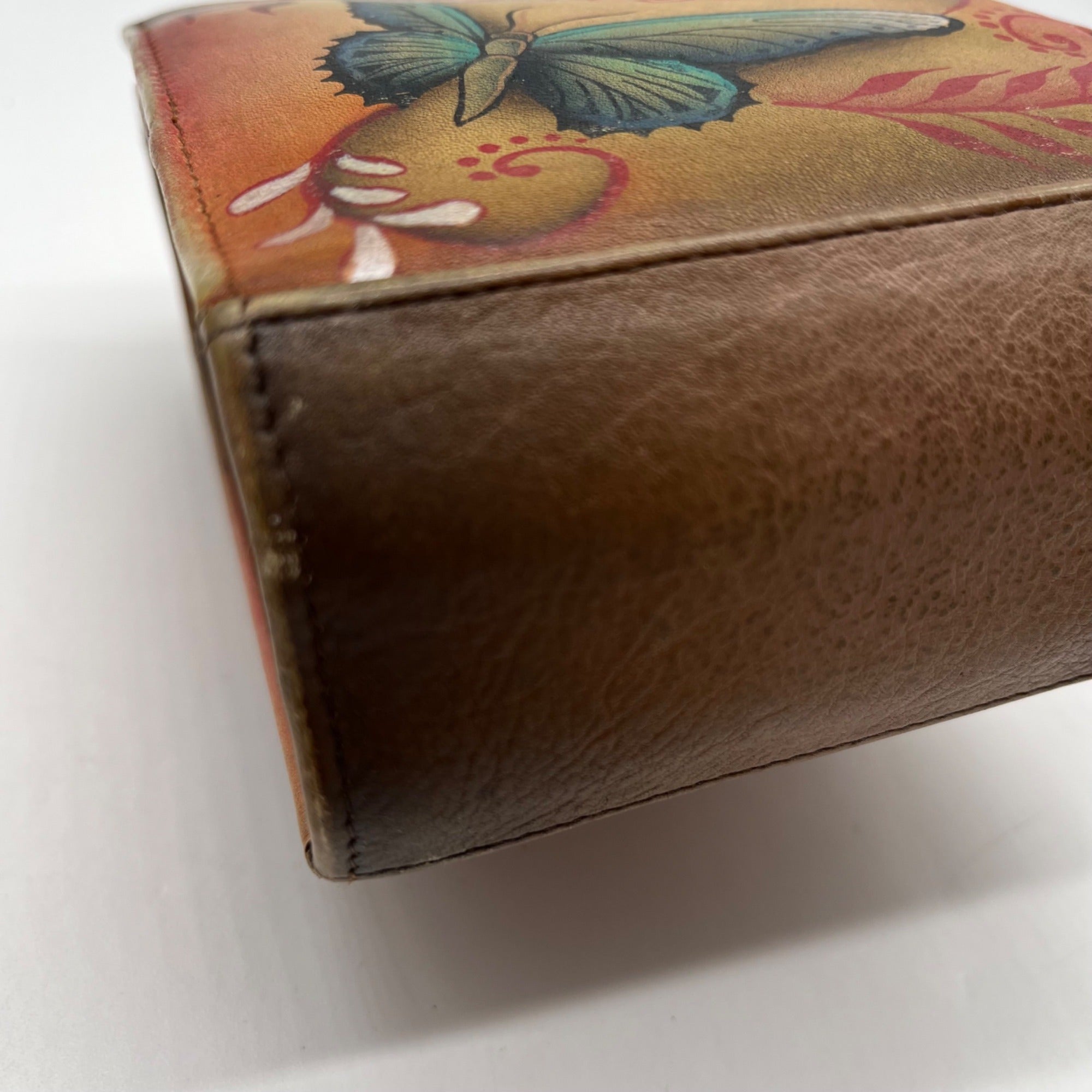 Anuschka Tan Flying Jewels Leather Crossbody Bag