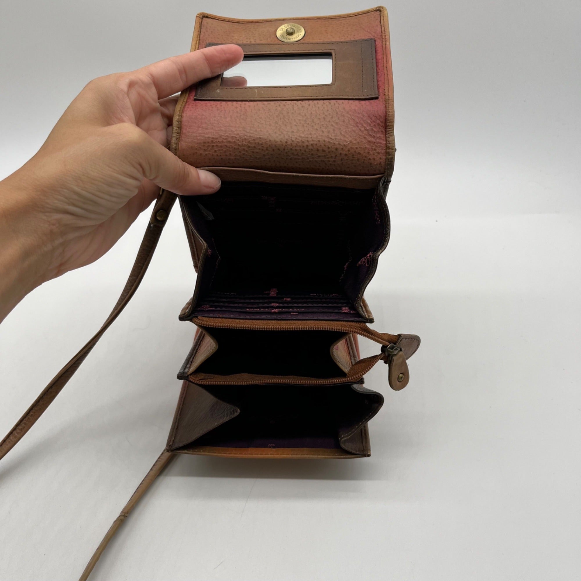 Anuschka Tan Flying Jewels Leather Crossbody Bag