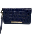 Brahmin Royal Blue Melbourne Croc Embossed Leather Debra Wristlet Wallet