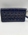 Brahmin Royal Blue Melbourne Croc Embossed Leather Debra Wristlet Wallet