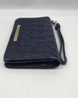 Brahmin Royal Blue Melbourne Croc Embossed Leather Debra Wristlet Wallet