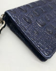 Brahmin Royal Blue Melbourne Croc Embossed Leather Debra Wristlet Wallet