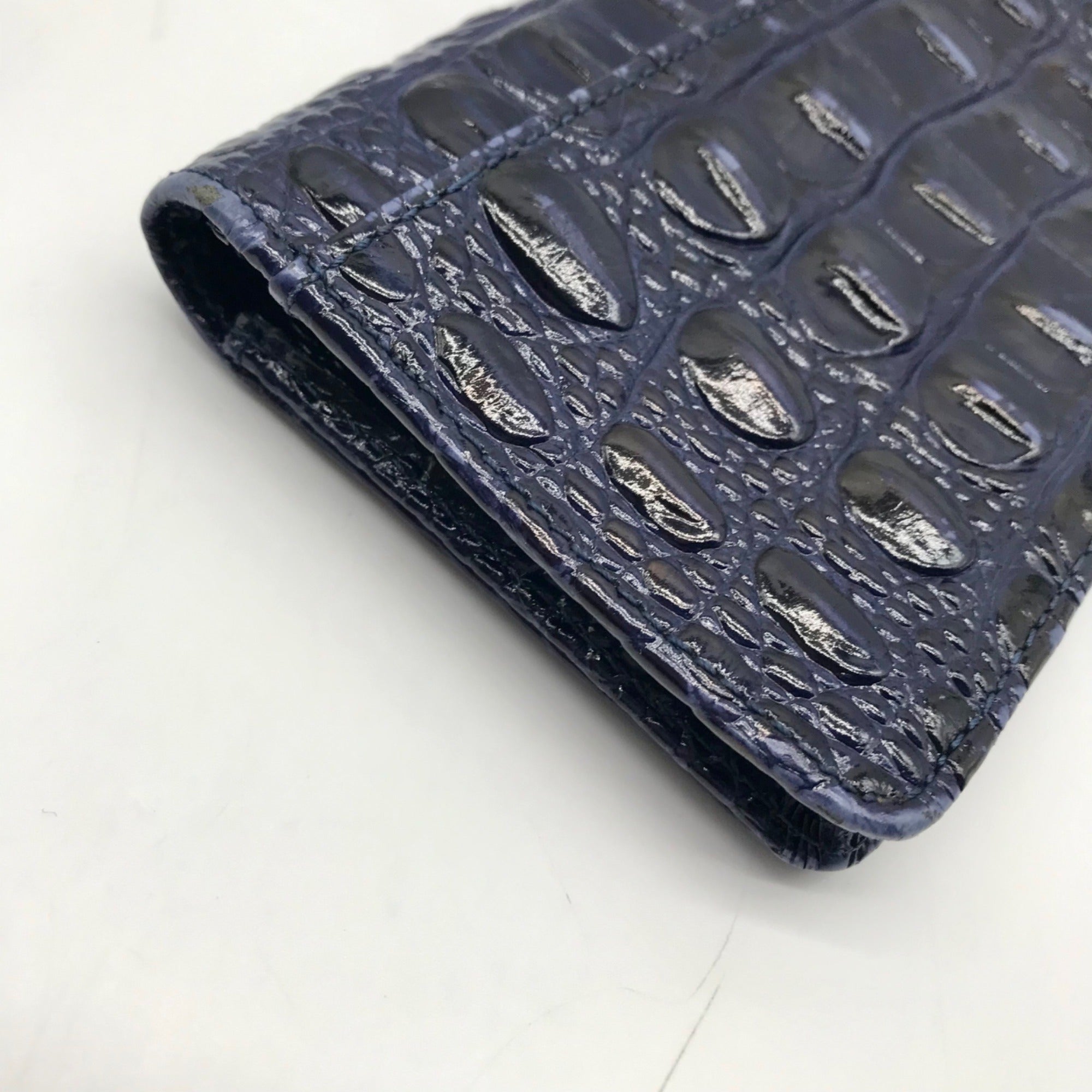 Brahmin Royal Blue Melbourne Croc Embossed Leather Debra Wristlet Wallet