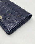 Brahmin Royal Blue Melbourne Croc Embossed Leather Debra Wristlet Wallet