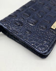 Brahmin Royal Blue Melbourne Croc Embossed Leather Debra Wristlet Wallet