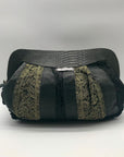 Canalli Black Velvet & Leather Embellished Clutch