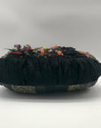 Canalli Black Velvet & Leather Embellished Clutch