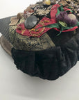 Canalli Black Velvet & Leather Embellished Clutch