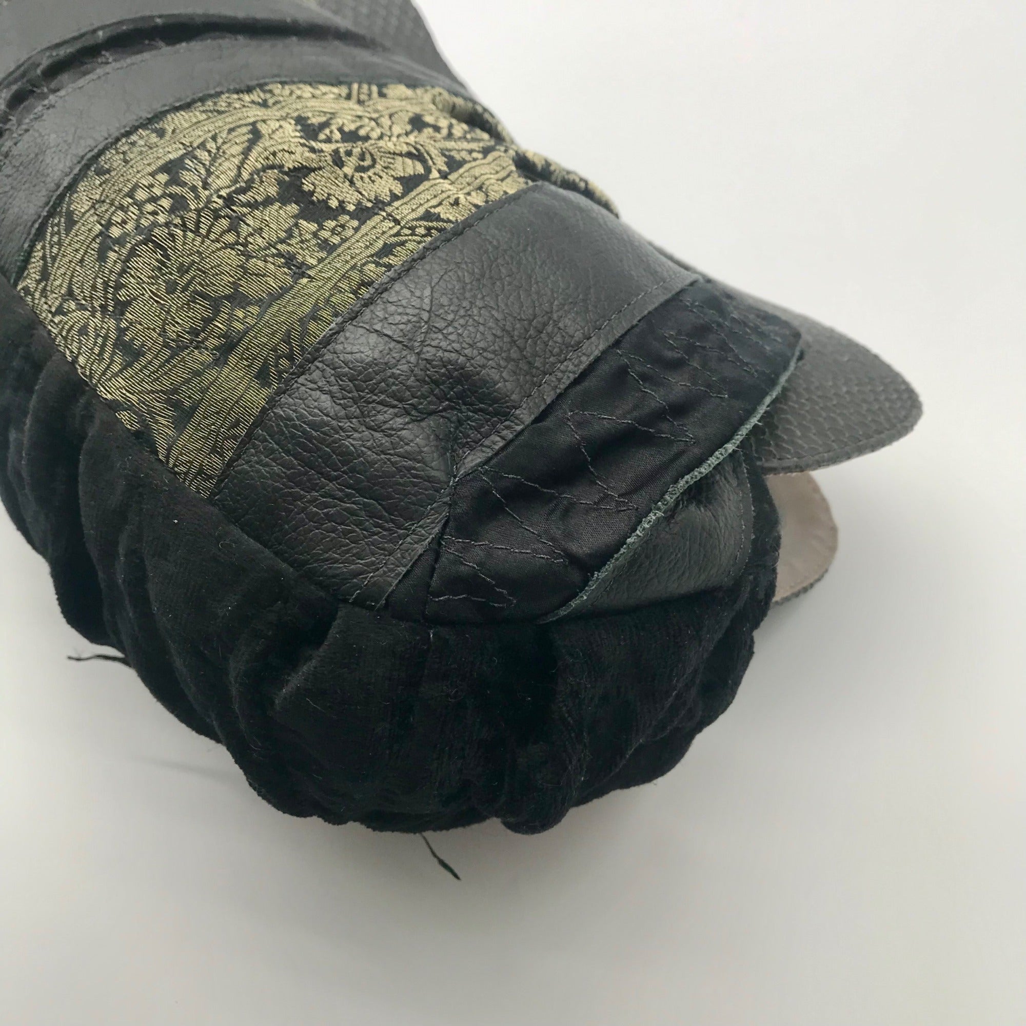 Canalli Black Velvet &amp; Leather Embellished Clutch