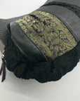 Canalli Black Velvet & Leather Embellished Clutch