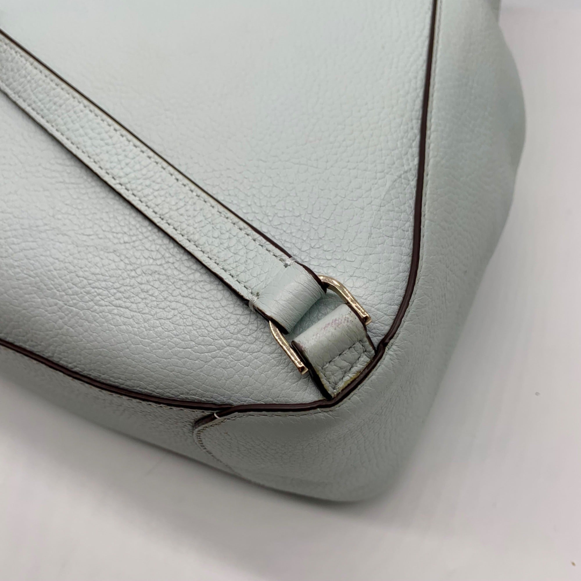 Kate Spade Blue Pebbled Leather Leila Large Flap Backpack