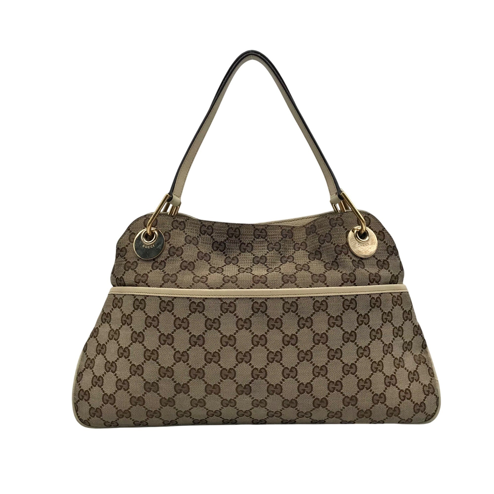 Gucci Brown and Beige Monogram GG Canvas Eclipse Shoulder Bag