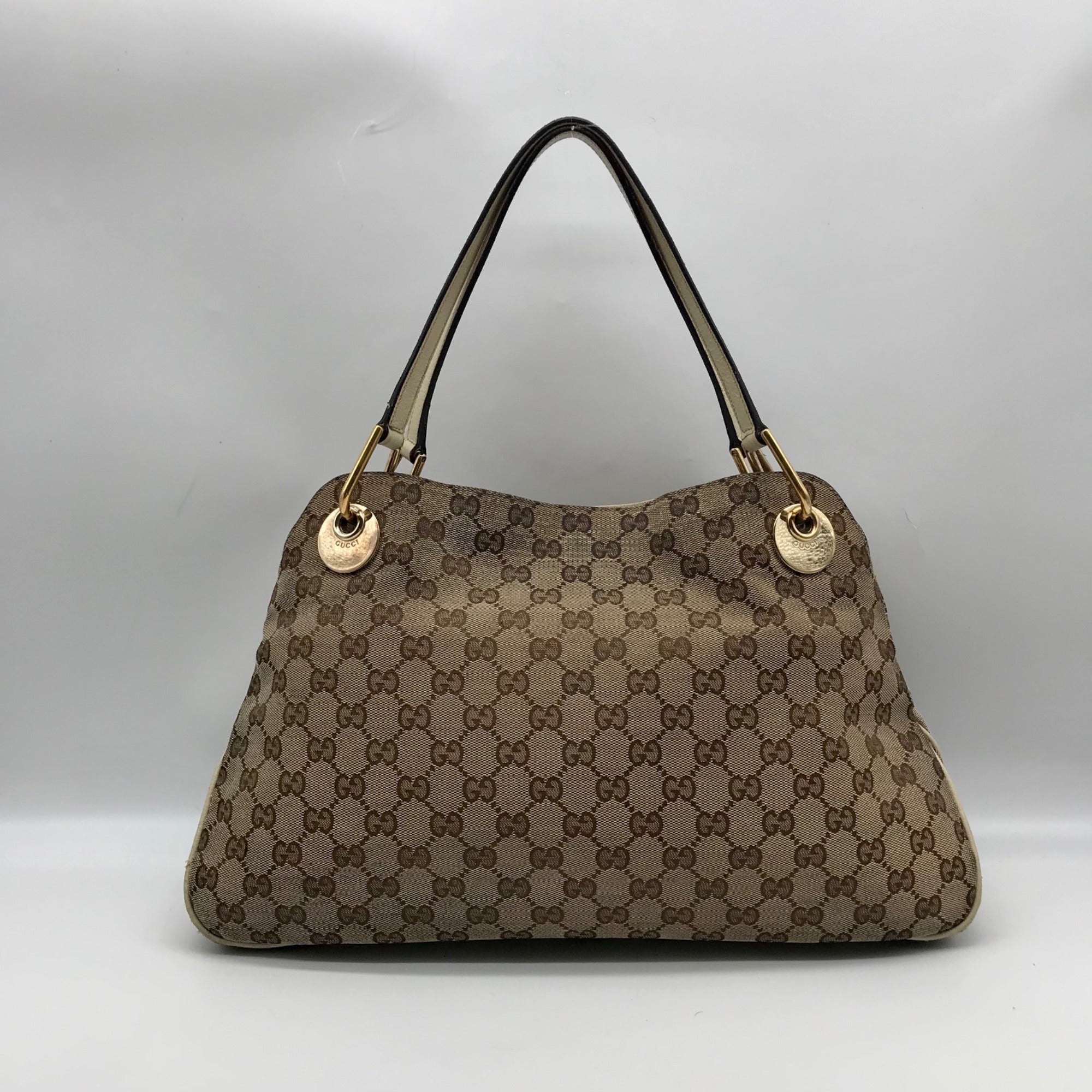 Gucci Brown and Beige Monogram GG Canvas Eclipse Shoulder Bag