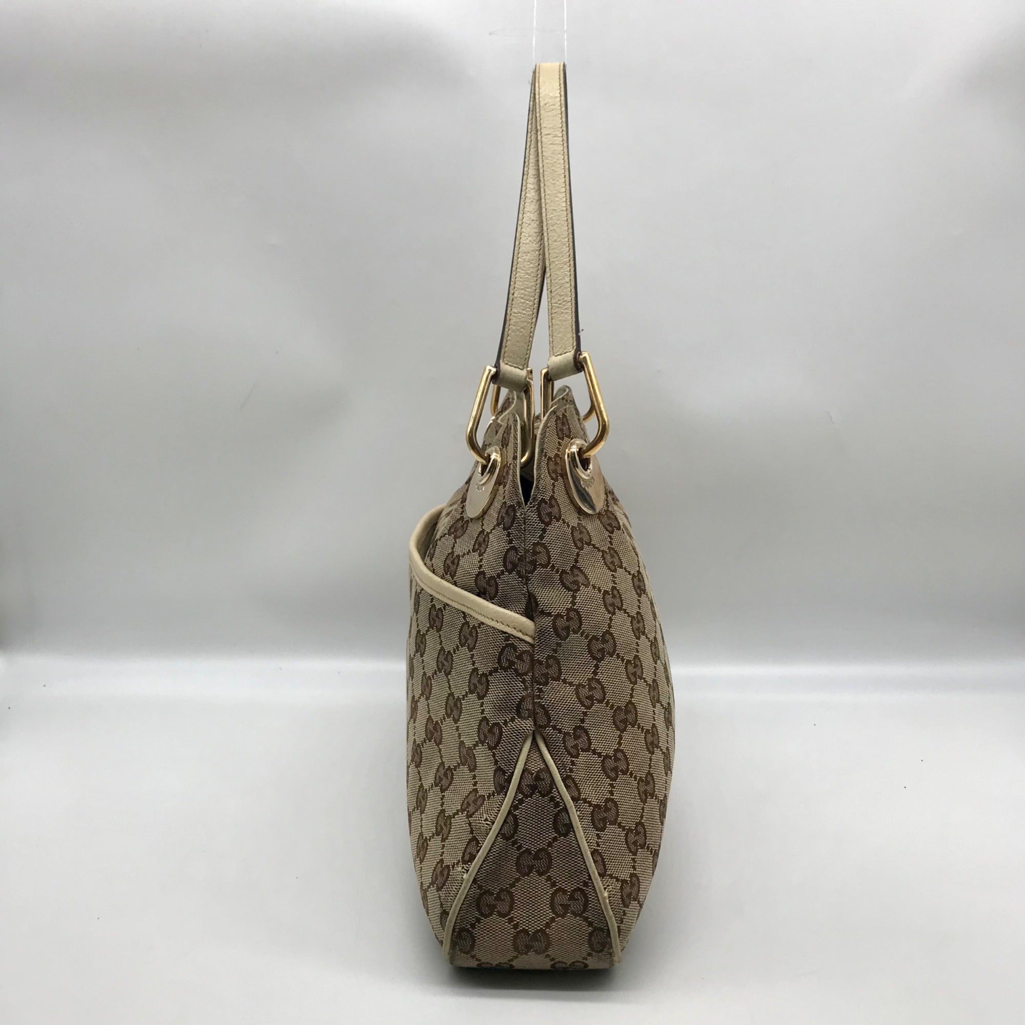Gucci Brown and Beige Monogram GG Canvas Eclipse Shoulder Bag