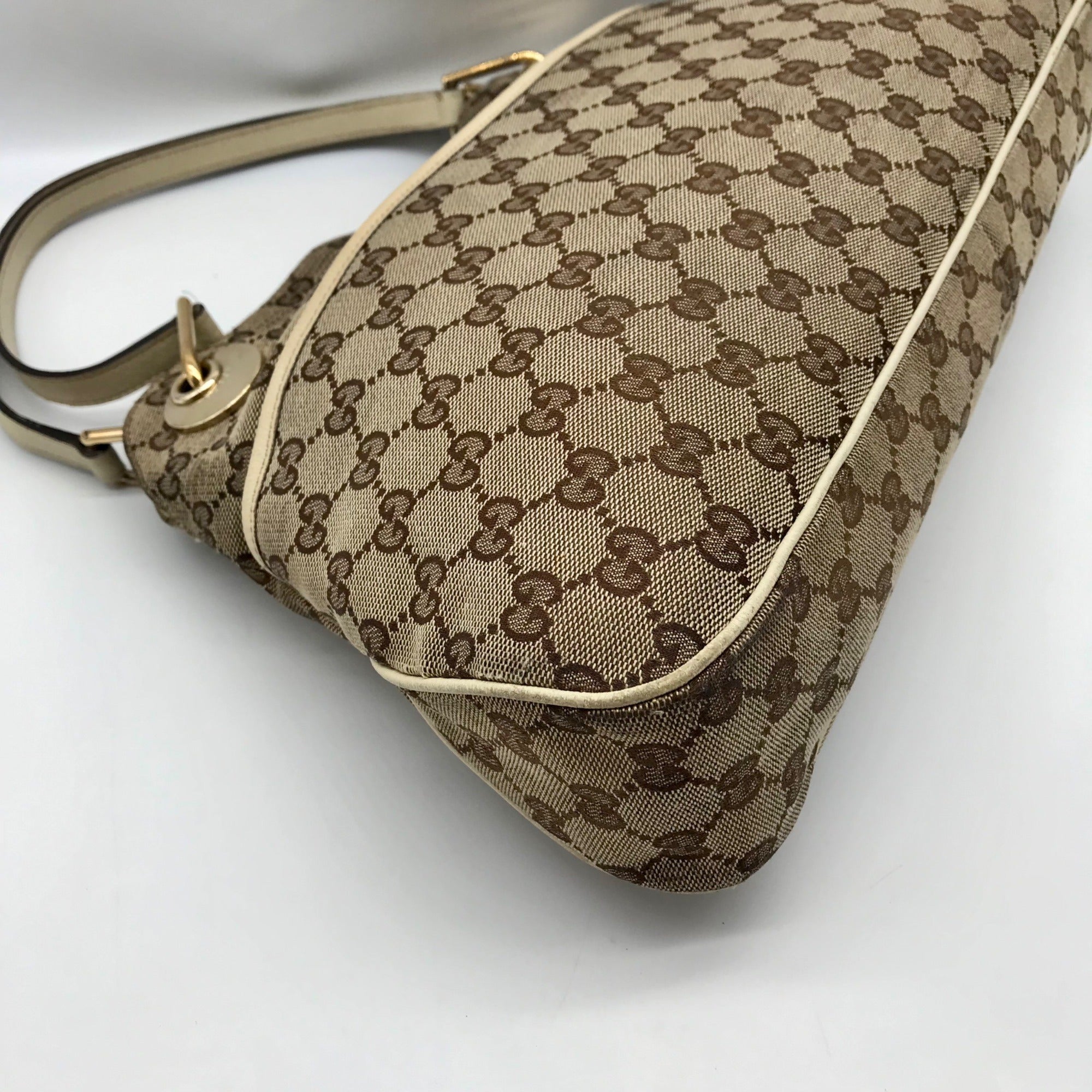 Gucci Brown and Beige Monogram GG Canvas Eclipse Shoulder Bag