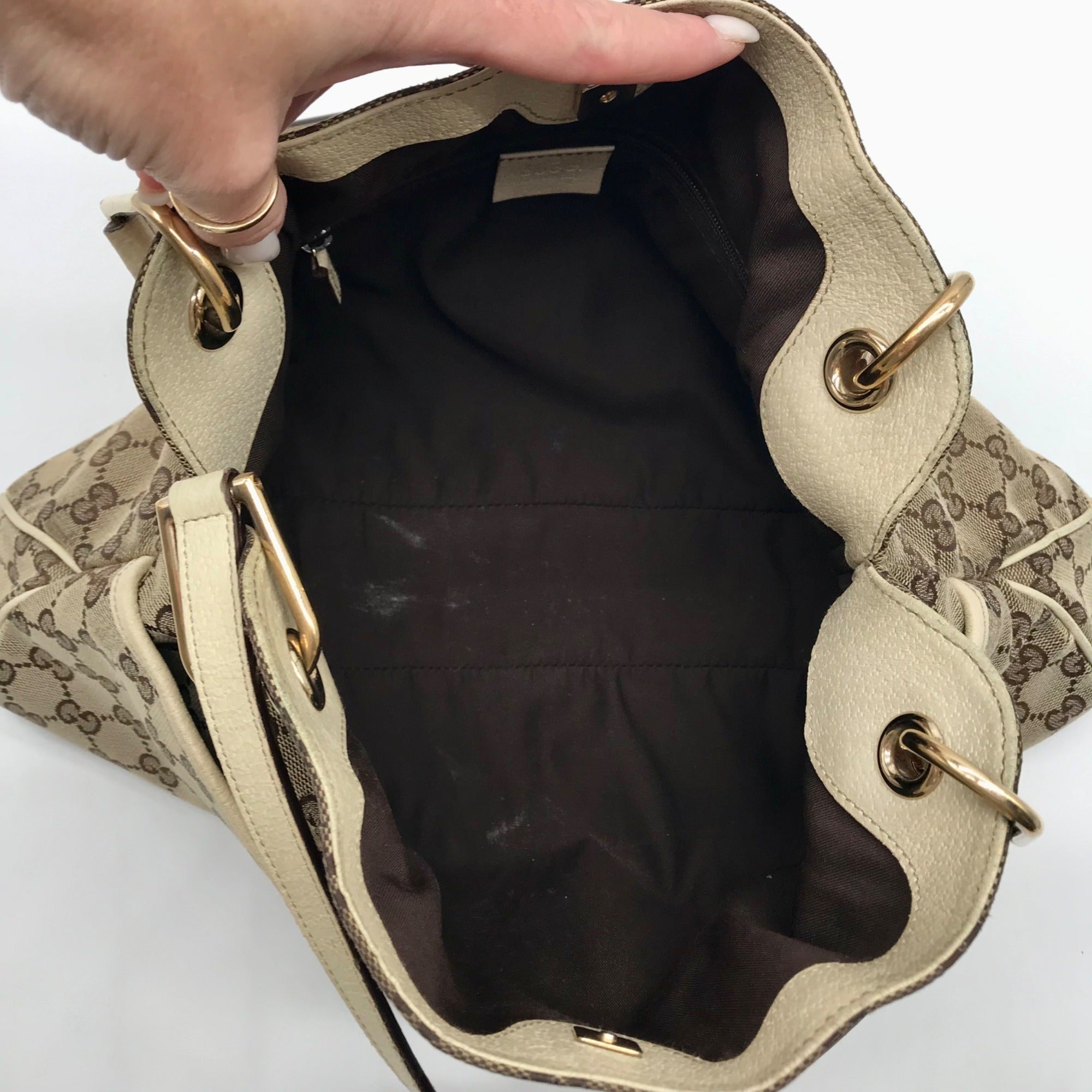 Gucci Brown and Beige Monogram GG Canvas Eclipse Shoulder Bag