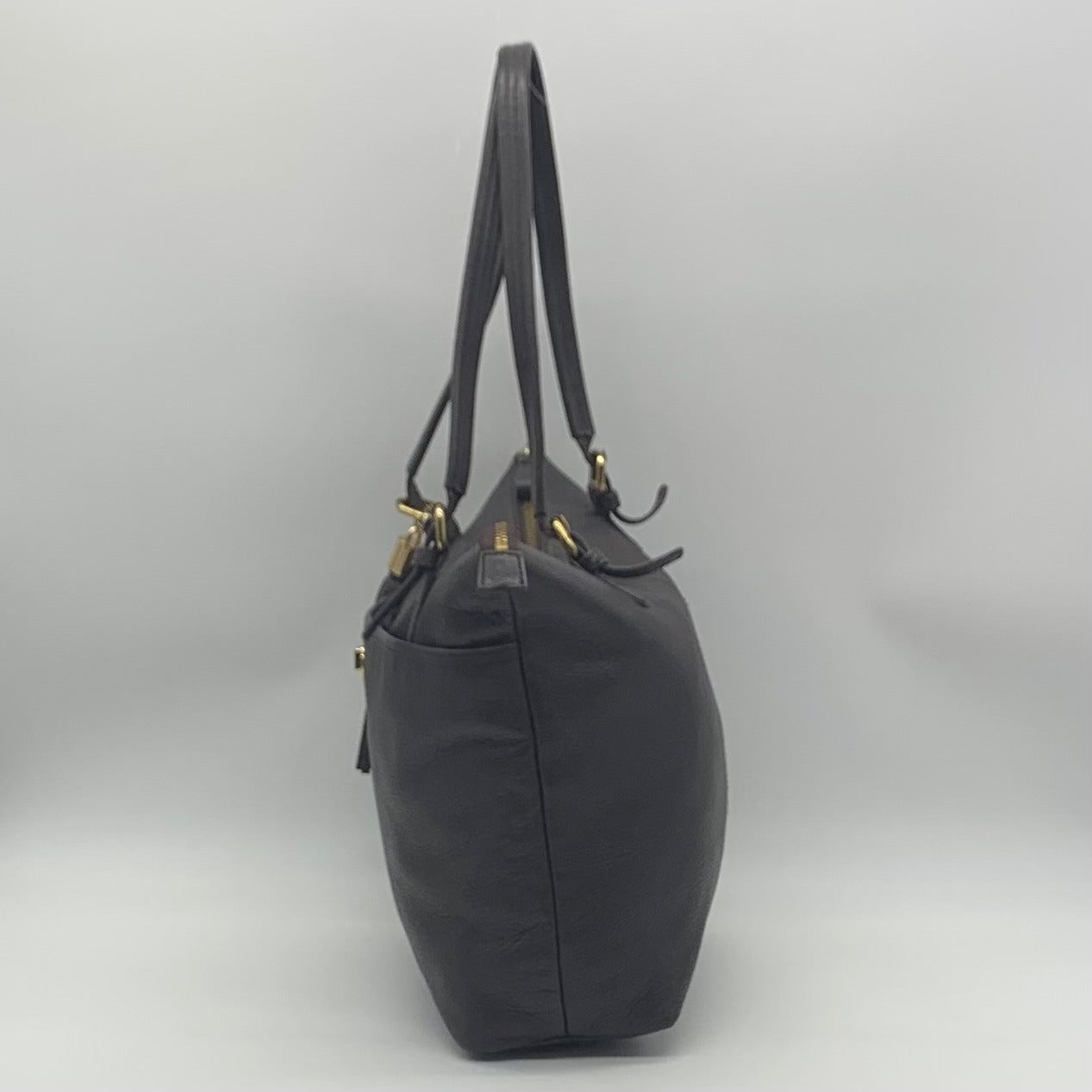 Tommy Hilfiger Black Pebbled Leather Tote Bag