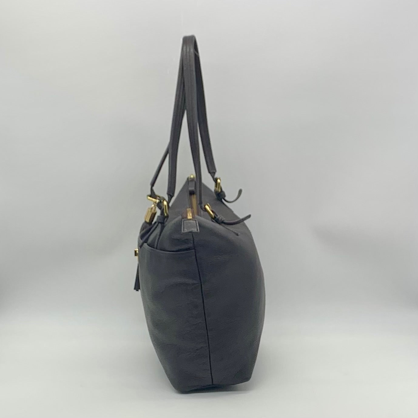 Tommy Hilfiger Black Pebbled Leather Tote Bag