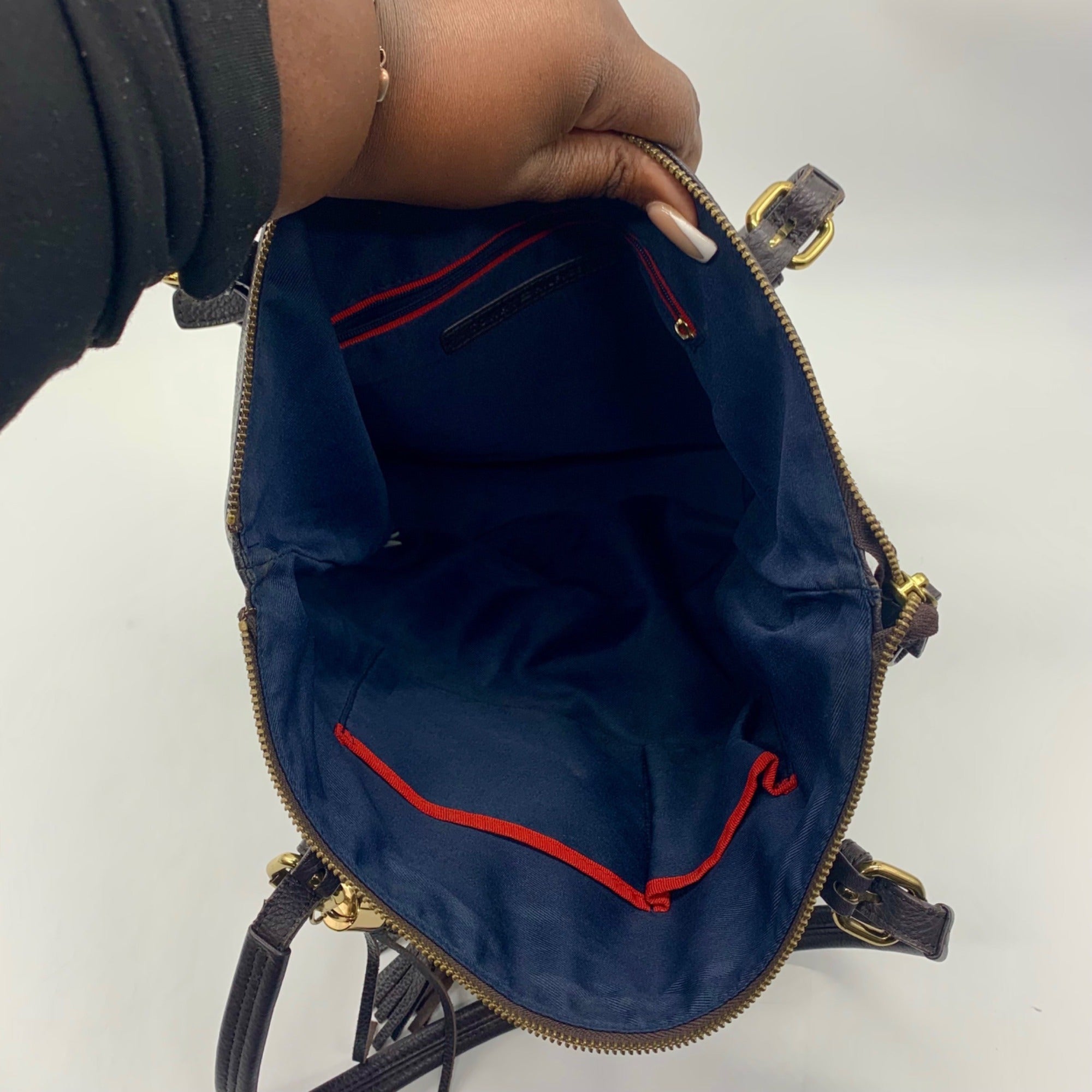 Tommy Hilfiger Black Pebbled Leather Tote Bag