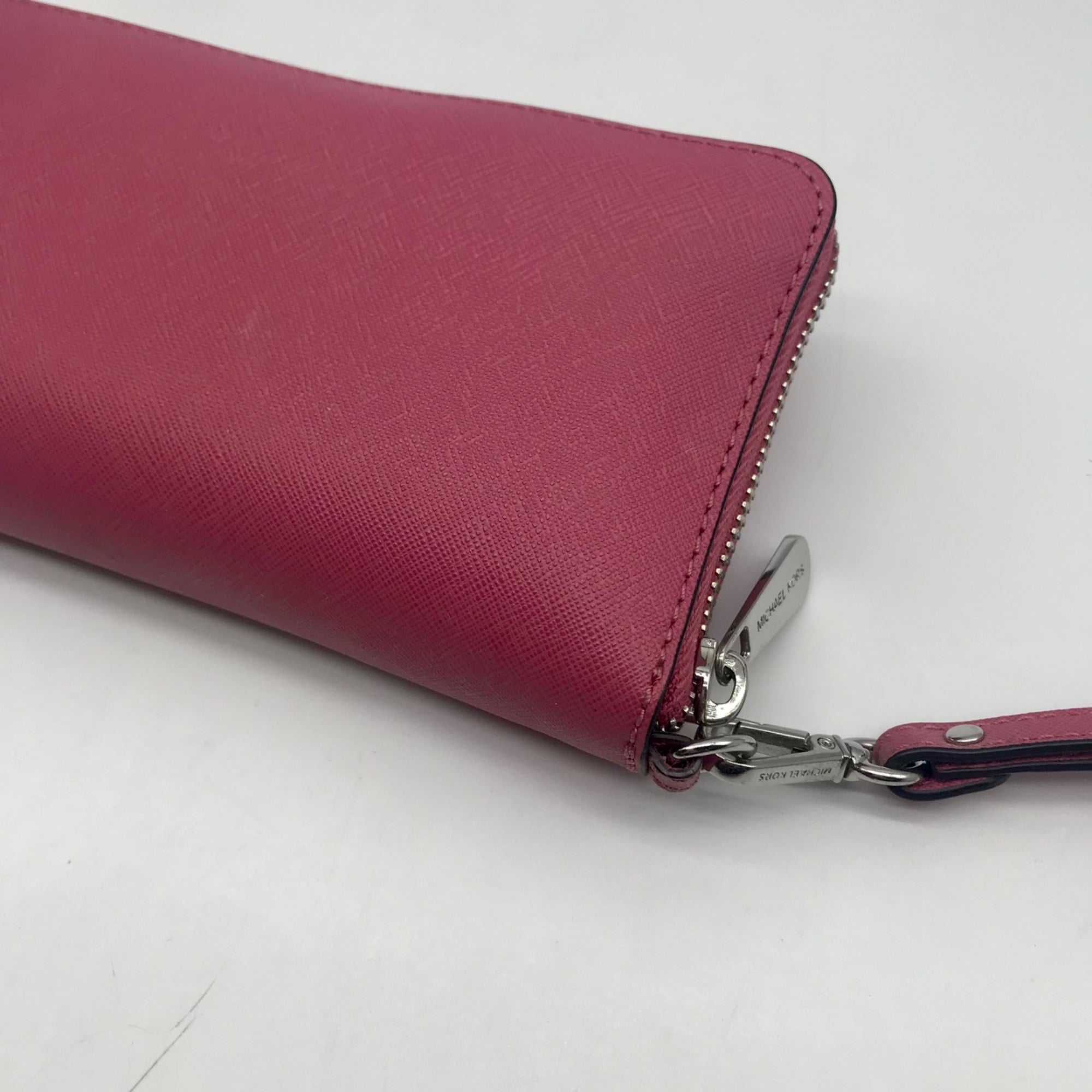 Michael Kors Pink Saffiano Leather Wristlet Clutch