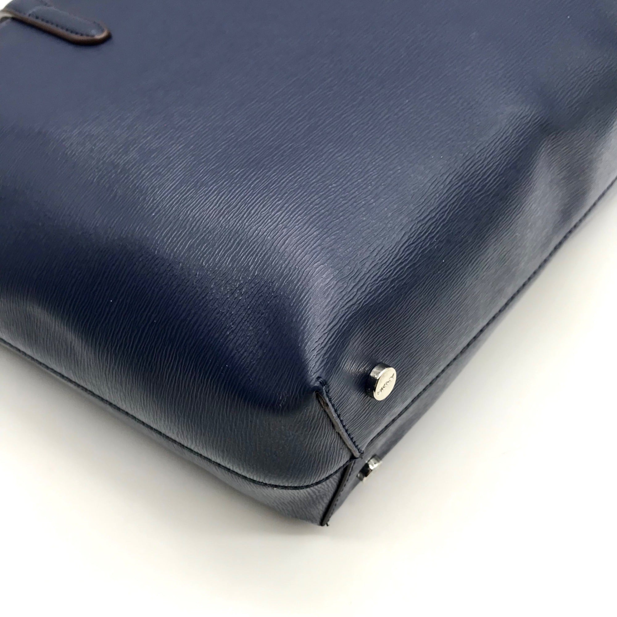 DKNY Blue Faux Leather Bryant Tote Bag