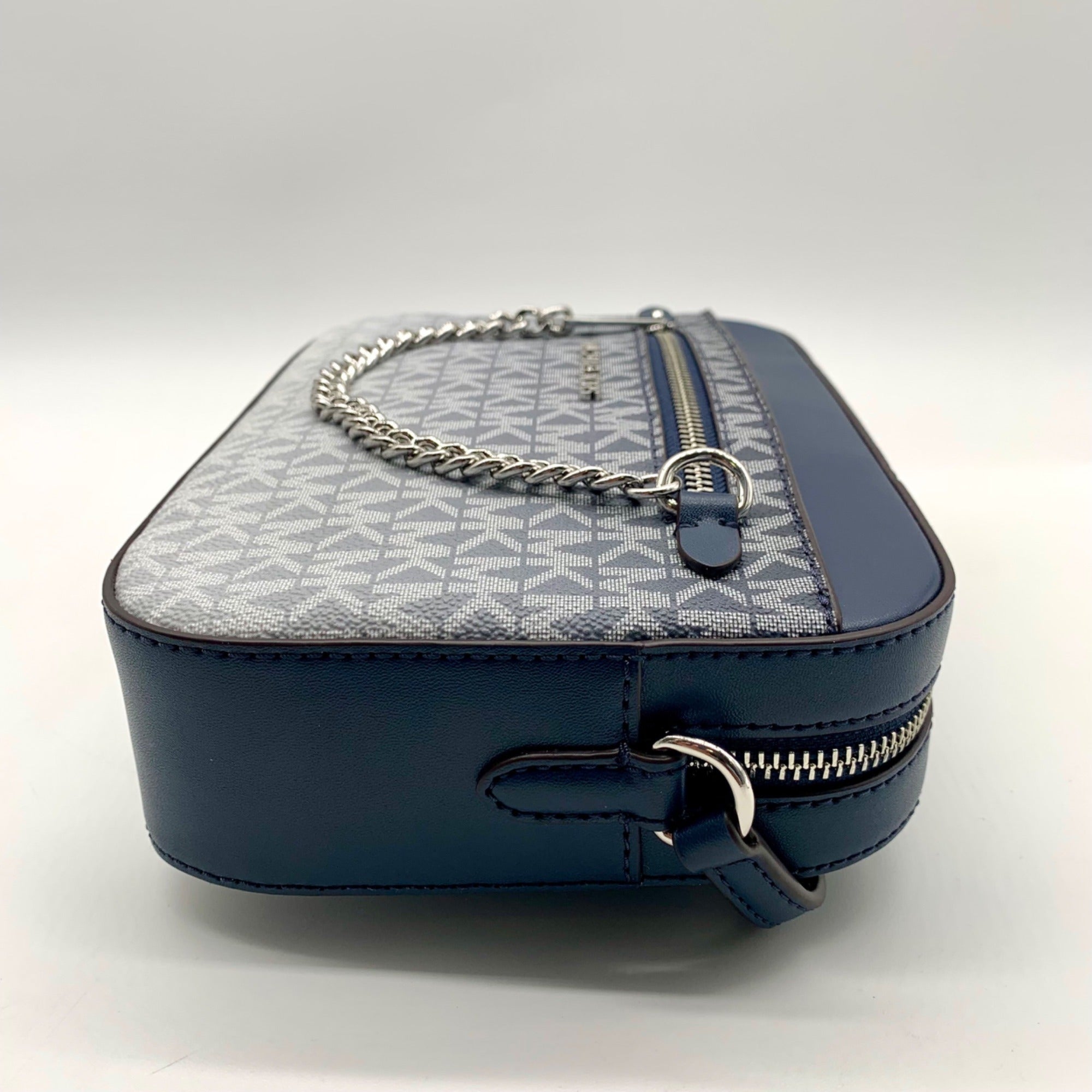 Michael Kors Blue Coated Canvas Jet Set Large Crossbody Bag