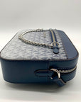 Michael Kors Blue Coated Canvas Jet Set Large Crossbody Bag
