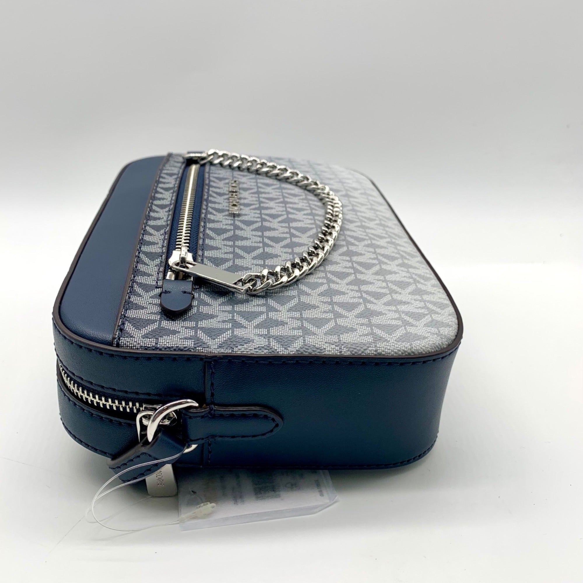 Michael Kors Blue Coated Canvas Jet Set Large Crossbody Bag