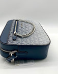 Michael Kors Blue Coated Canvas Jet Set Large Crossbody Bag