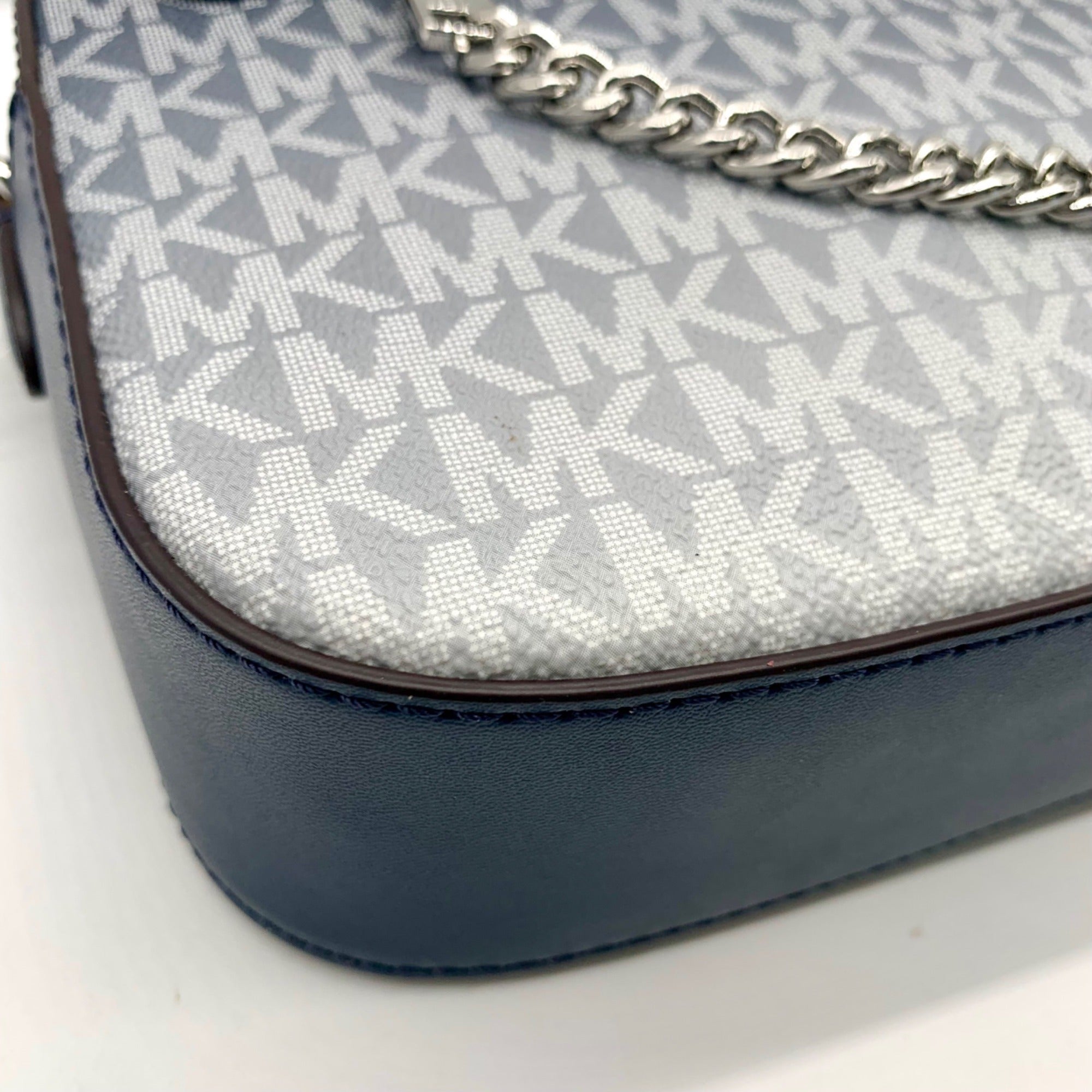 Michael Kors Blue Coated Canvas Jet Set Large Crossbody Bag