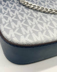 Michael Kors Blue Coated Canvas Jet Set Large Crossbody Bag