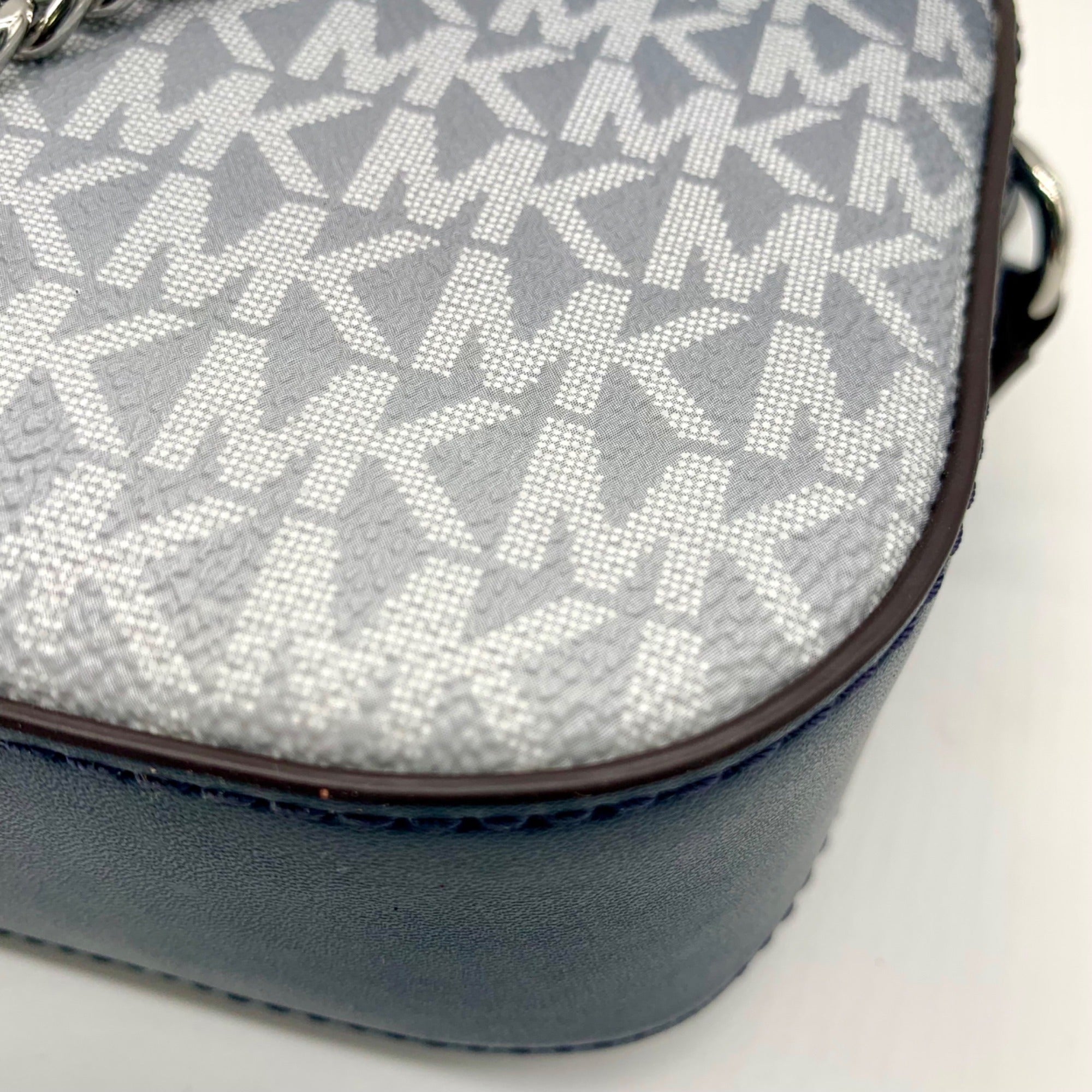 Michael Kors Blue Coated Canvas Jet Set Large Crossbody Bag