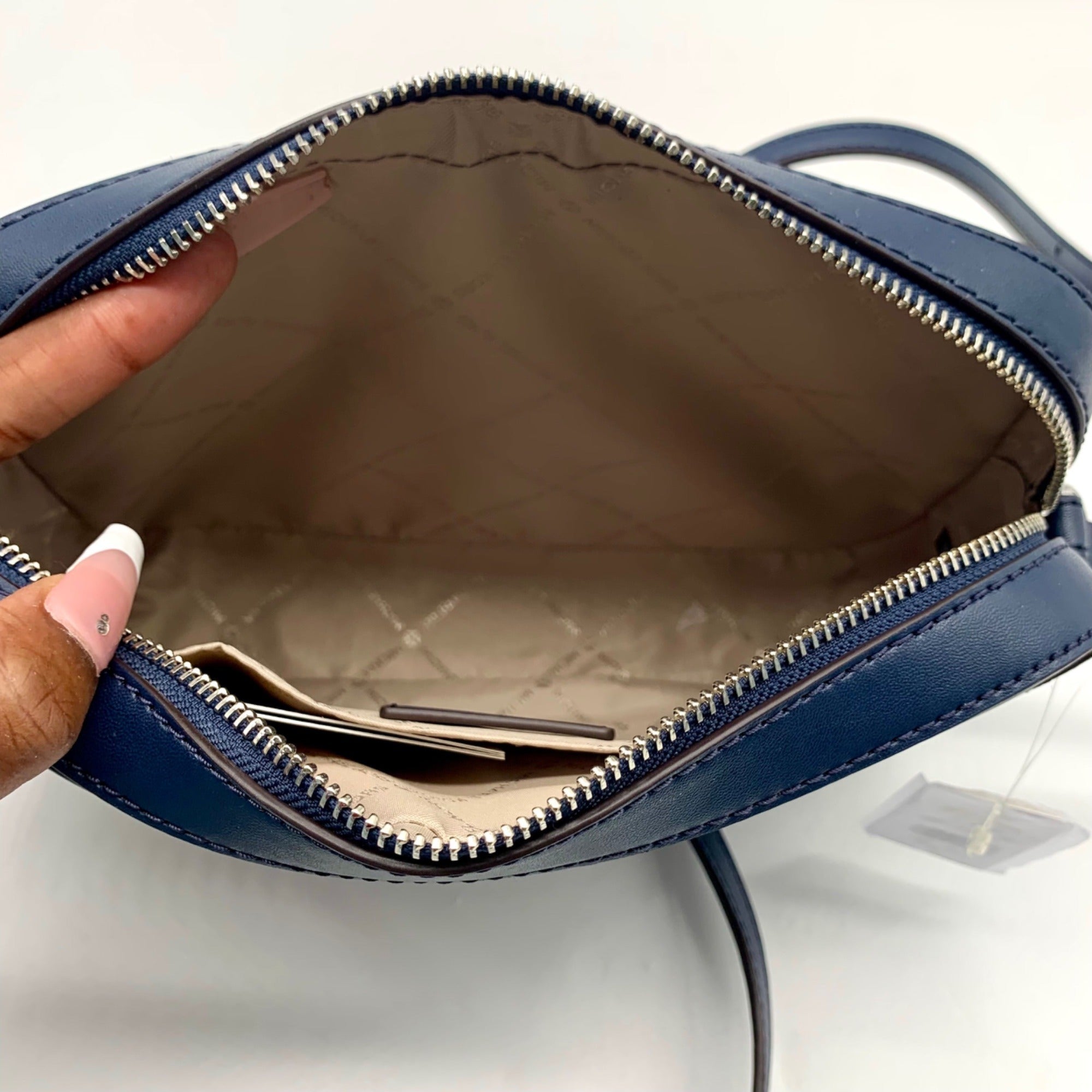 Michael Kors Blue Coated Canvas Jet Set Large Crossbody Bag