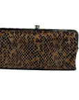 Hobo Snakeskin Patterned Lauren Leather Double Frame Clutch