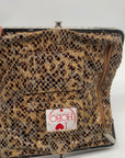 Hobo Snakeskin Patterned Lauren Leather Double Frame Clutch