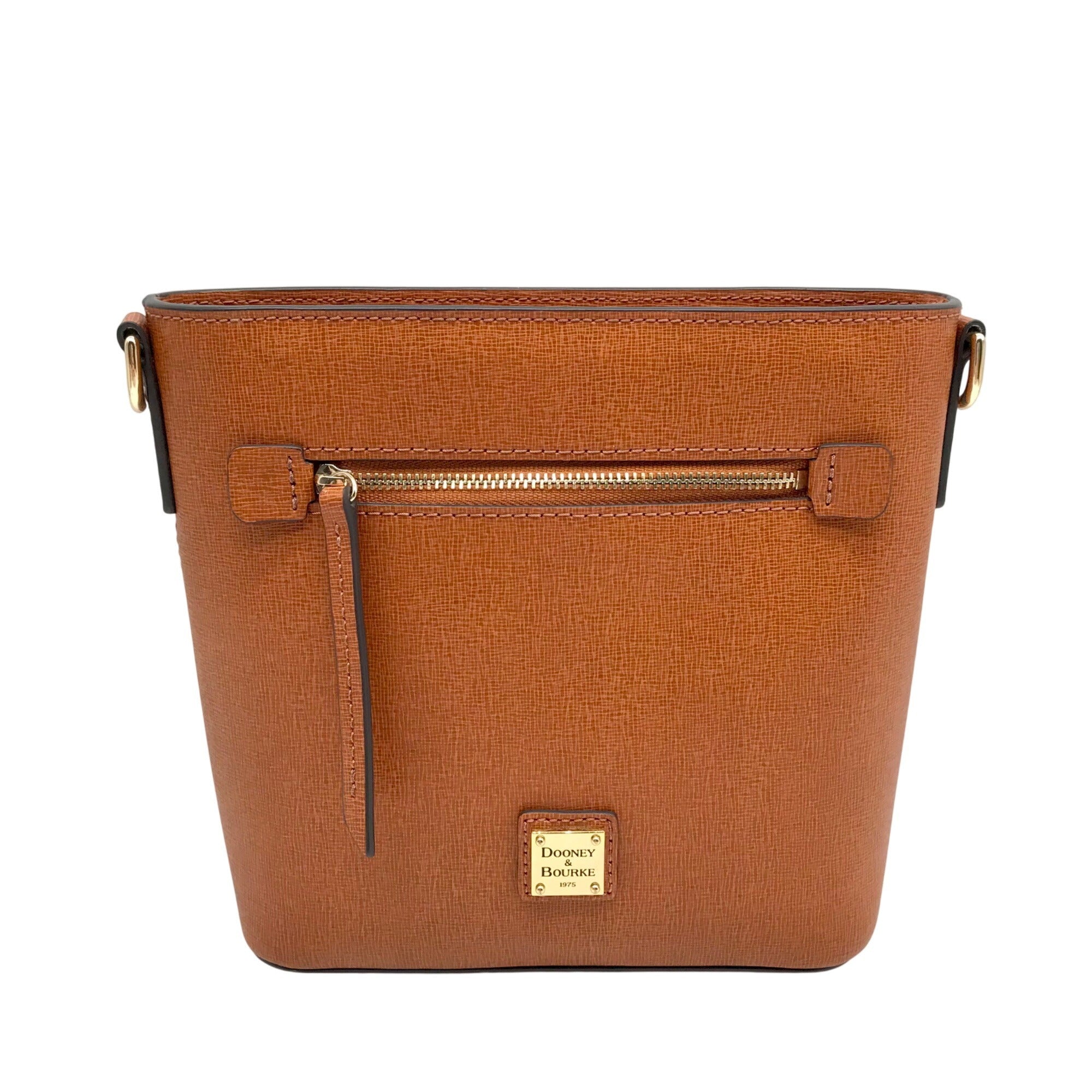 Dooney &amp; Bourke Brown Pebbled Grain Small Zip Crossbody Bag