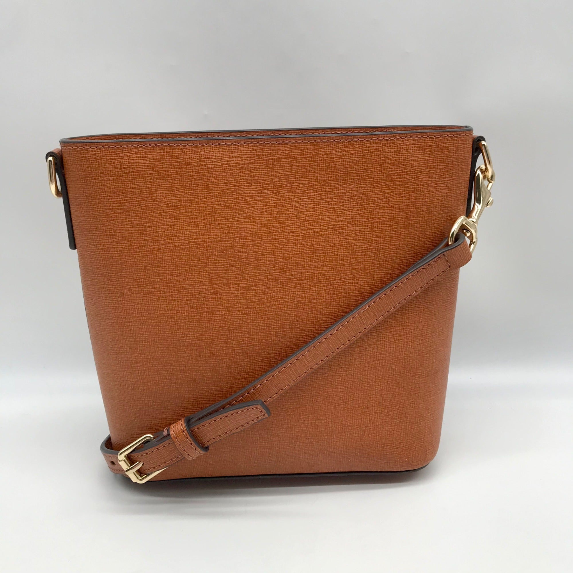 Dooney &amp; Bourke Brown Pebbled Grain Small Zip Crossbody Bag