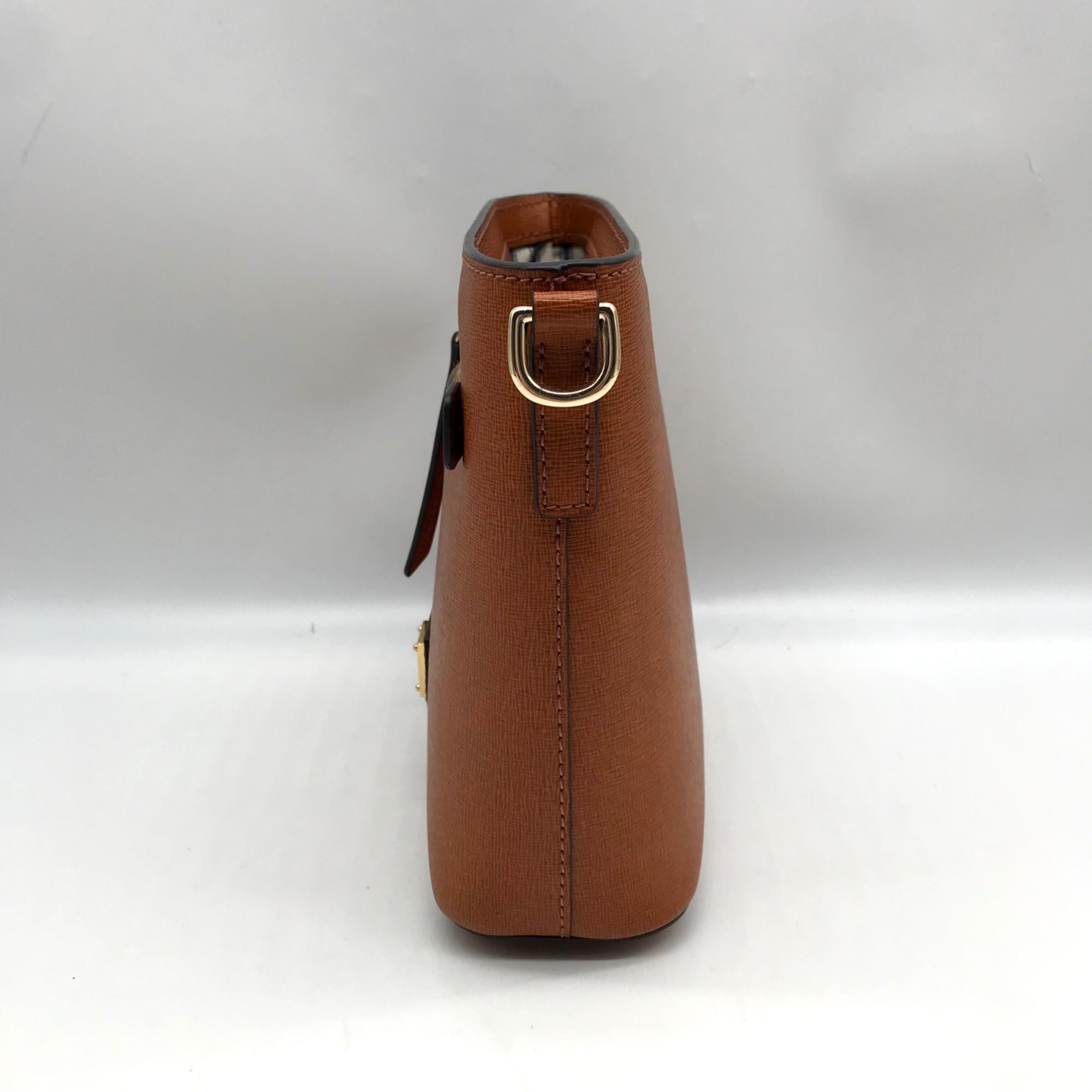 Dooney &amp; Bourke Brown Pebbled Grain Small Zip Crossbody Bag