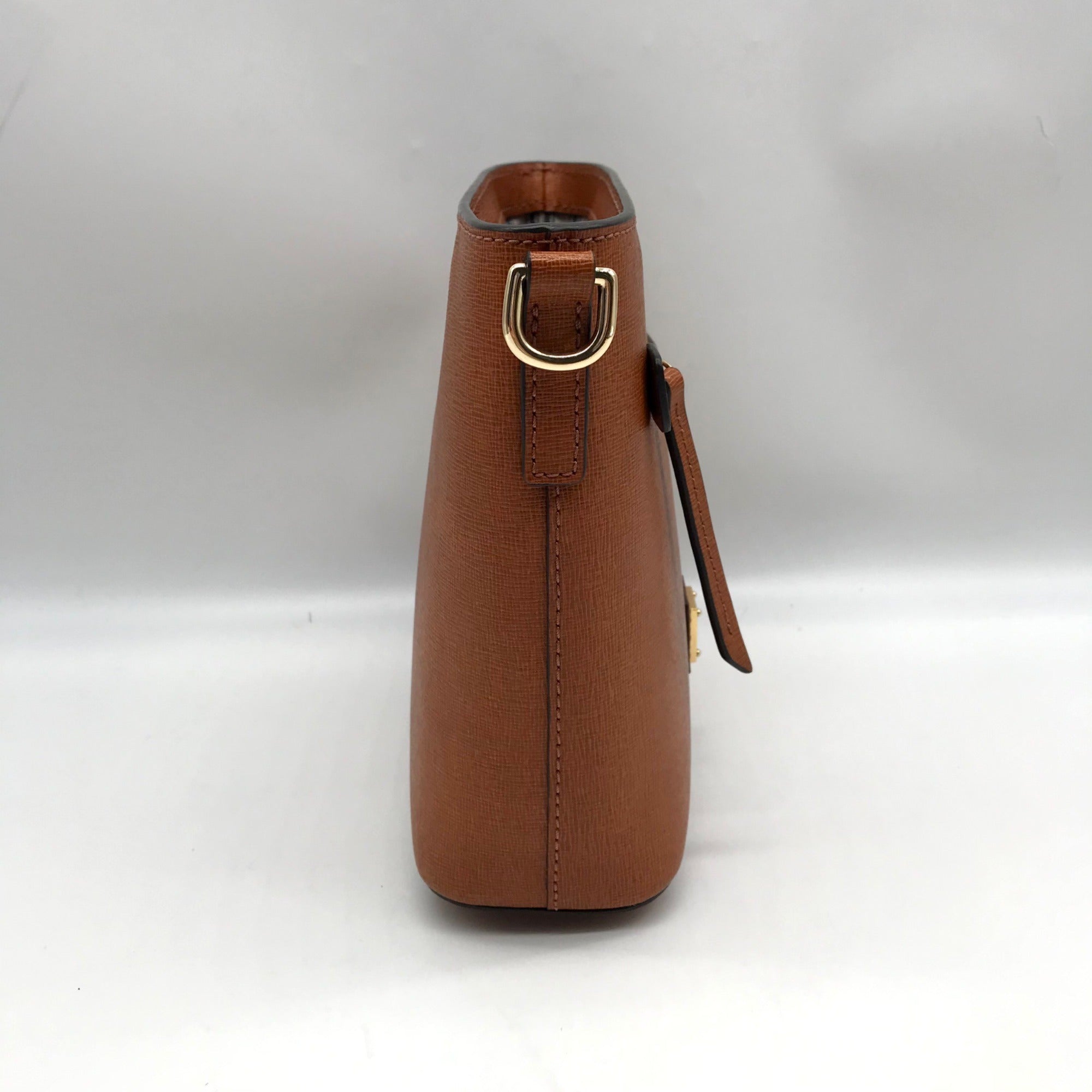 Dooney &amp; Bourke Brown Pebbled Grain Small Zip Crossbody Bag