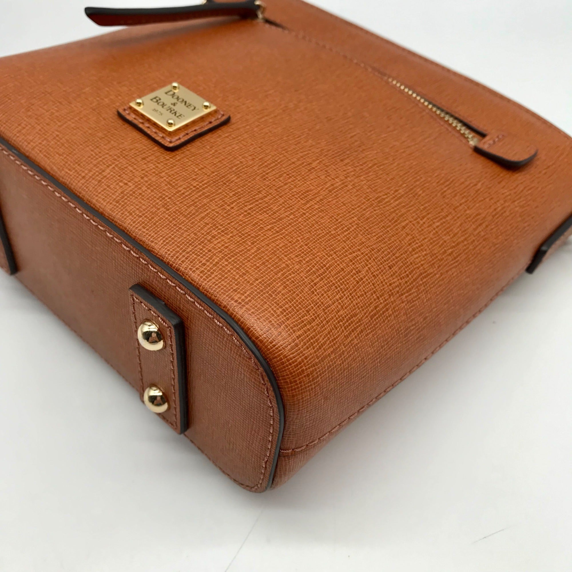 Dooney &amp; Bourke Brown Pebbled Grain Small Zip Crossbody Bag
