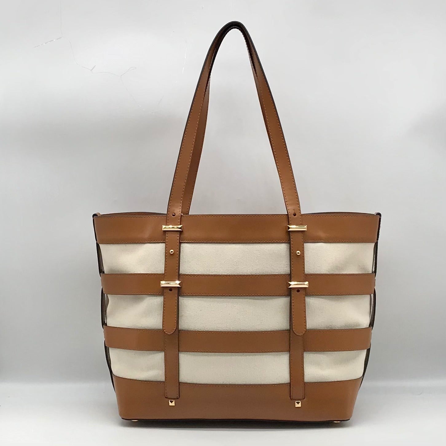 Michael Kors Natural &amp; Acorn Marie Cage Tote