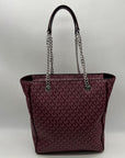 Michael Kors Purple Monogram Blaire Large Logo Chain Tote Bag