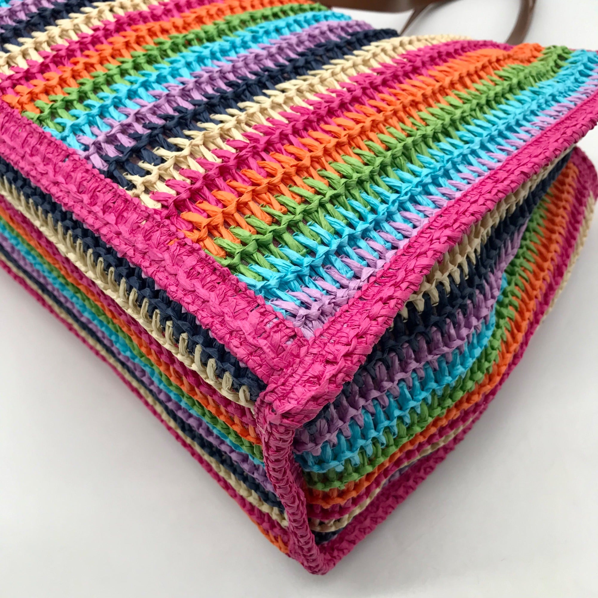 Urban Expressions Pink Multi-Color Candi Stripe Tote Bag