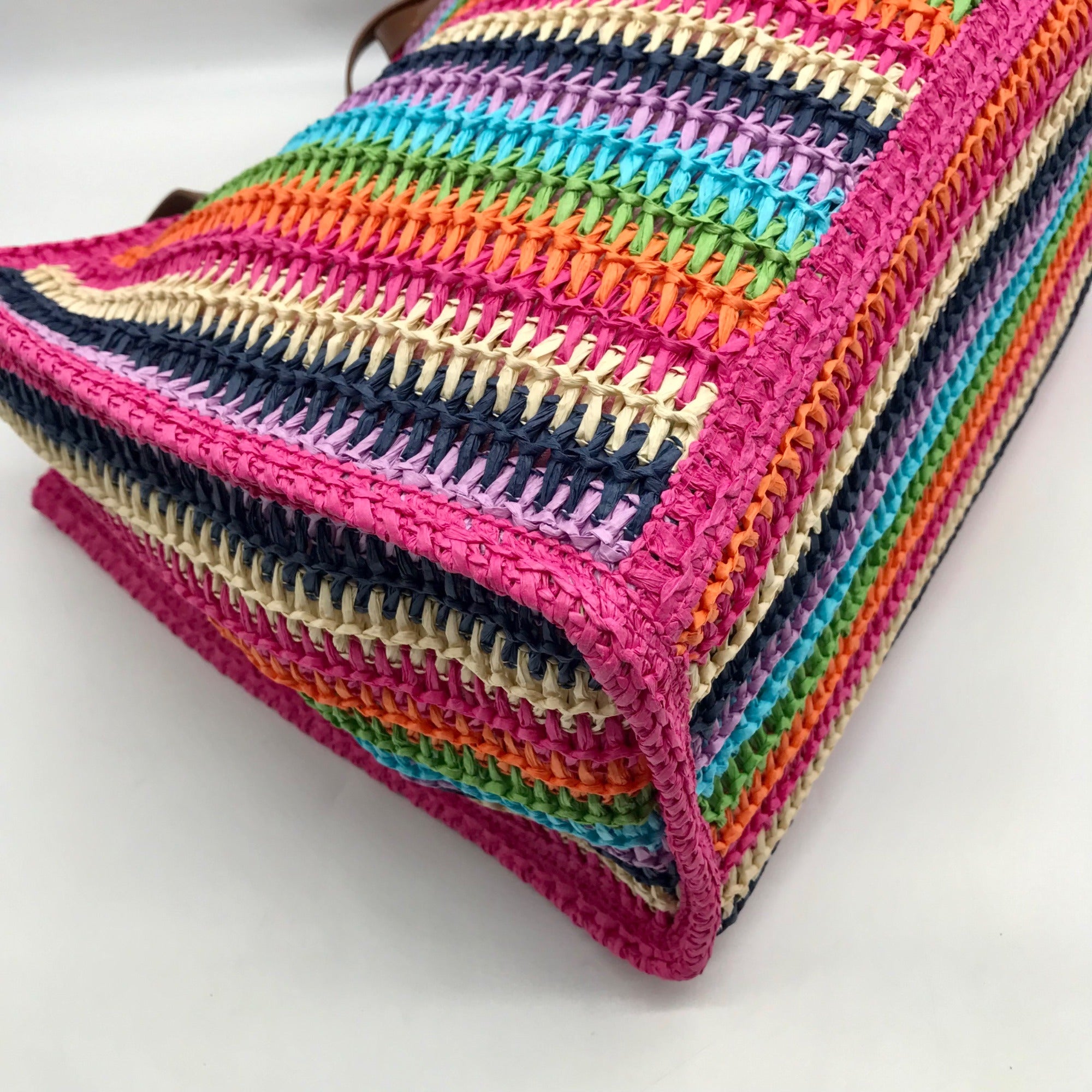 Urban Expressions Pink Multi-Color Candi Stripe Tote Bag