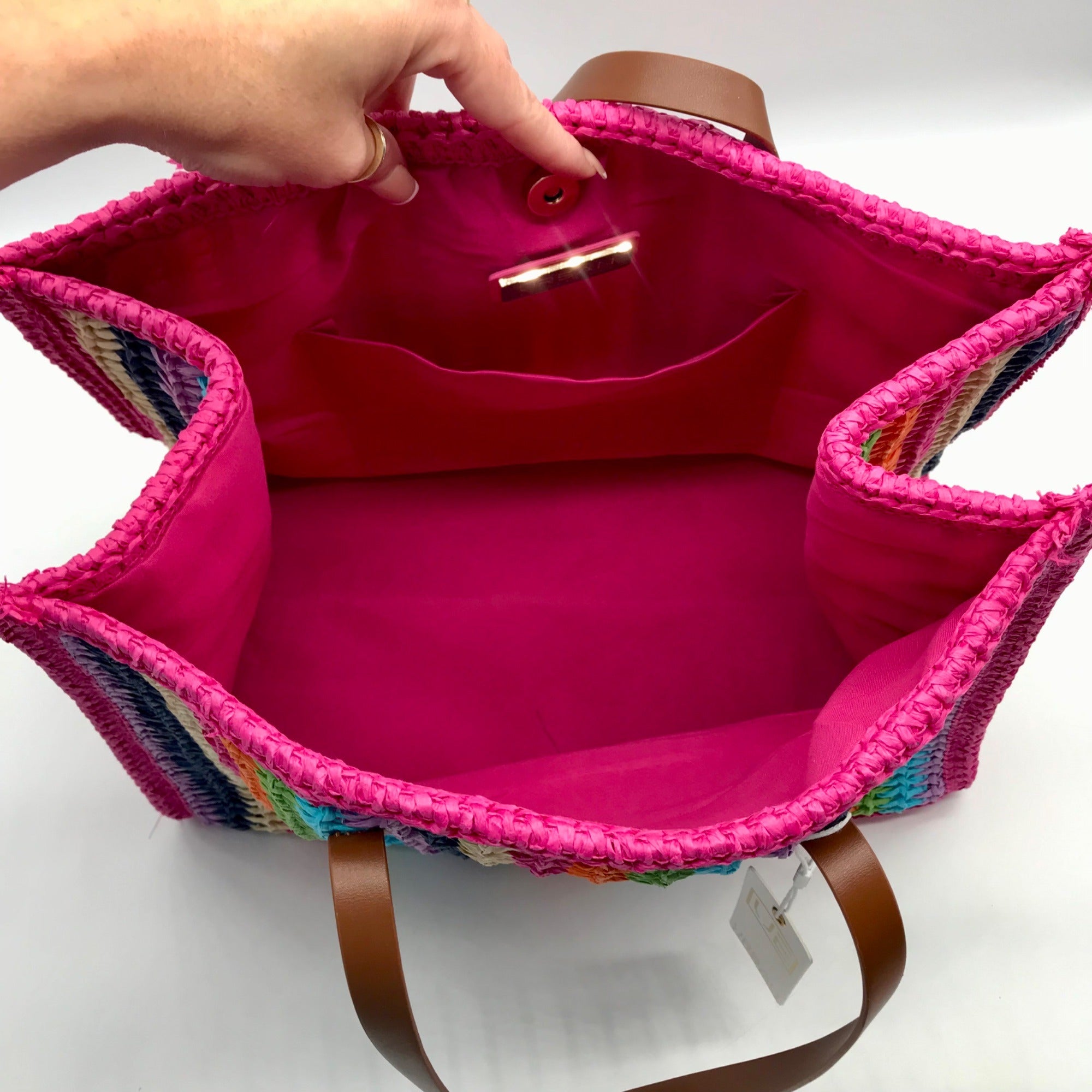 Urban Expressions Pink Multi-Color Candi Stripe Tote Bag