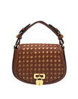 Ralph Lauren Brown Leather & Raffia Woven Tanner Crossbody Bag  - NWT