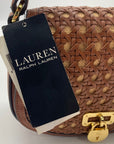 Ralph Lauren Brown Leather & Raffia Woven Tanner Crossbody Bag  - NWT