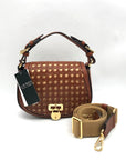 Ralph Lauren Brown Leather & Raffia Woven Tanner Crossbody Bag  - NWT