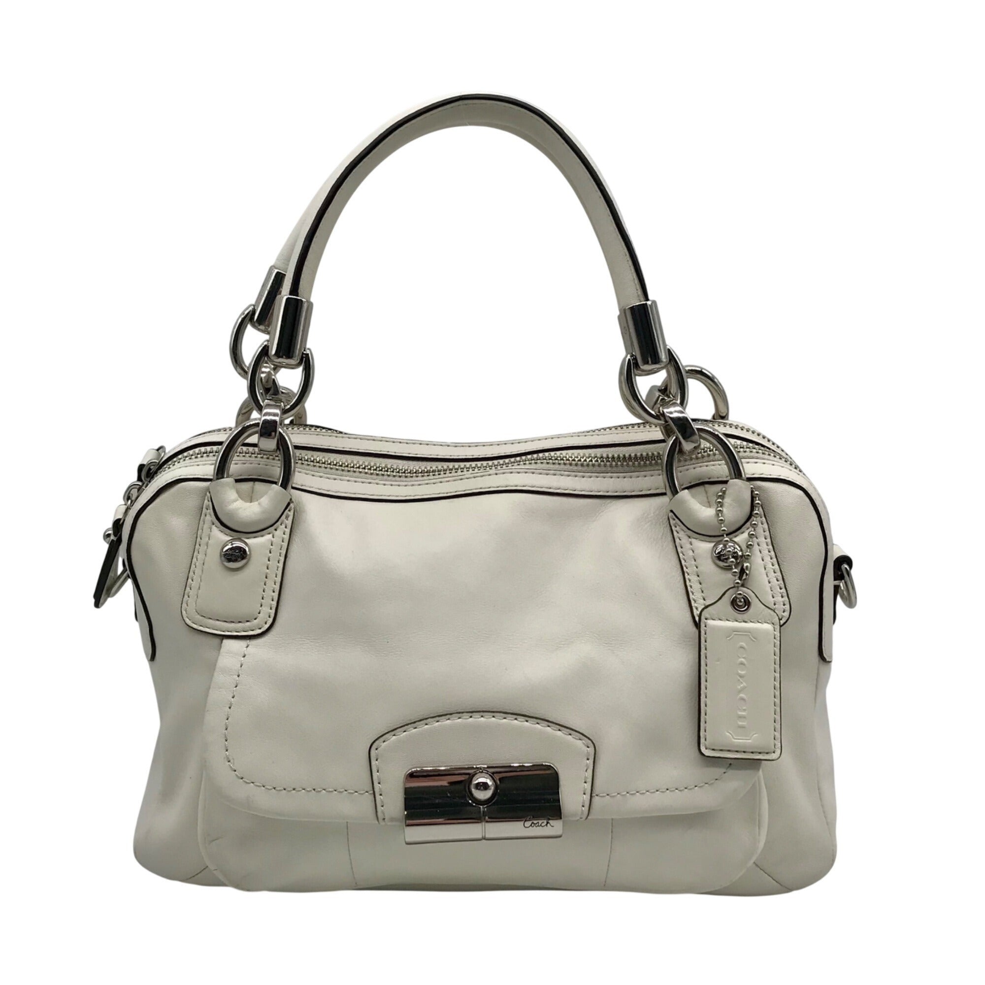 Coach White Leather Vintage Kristin Double Zip Satchel F22304