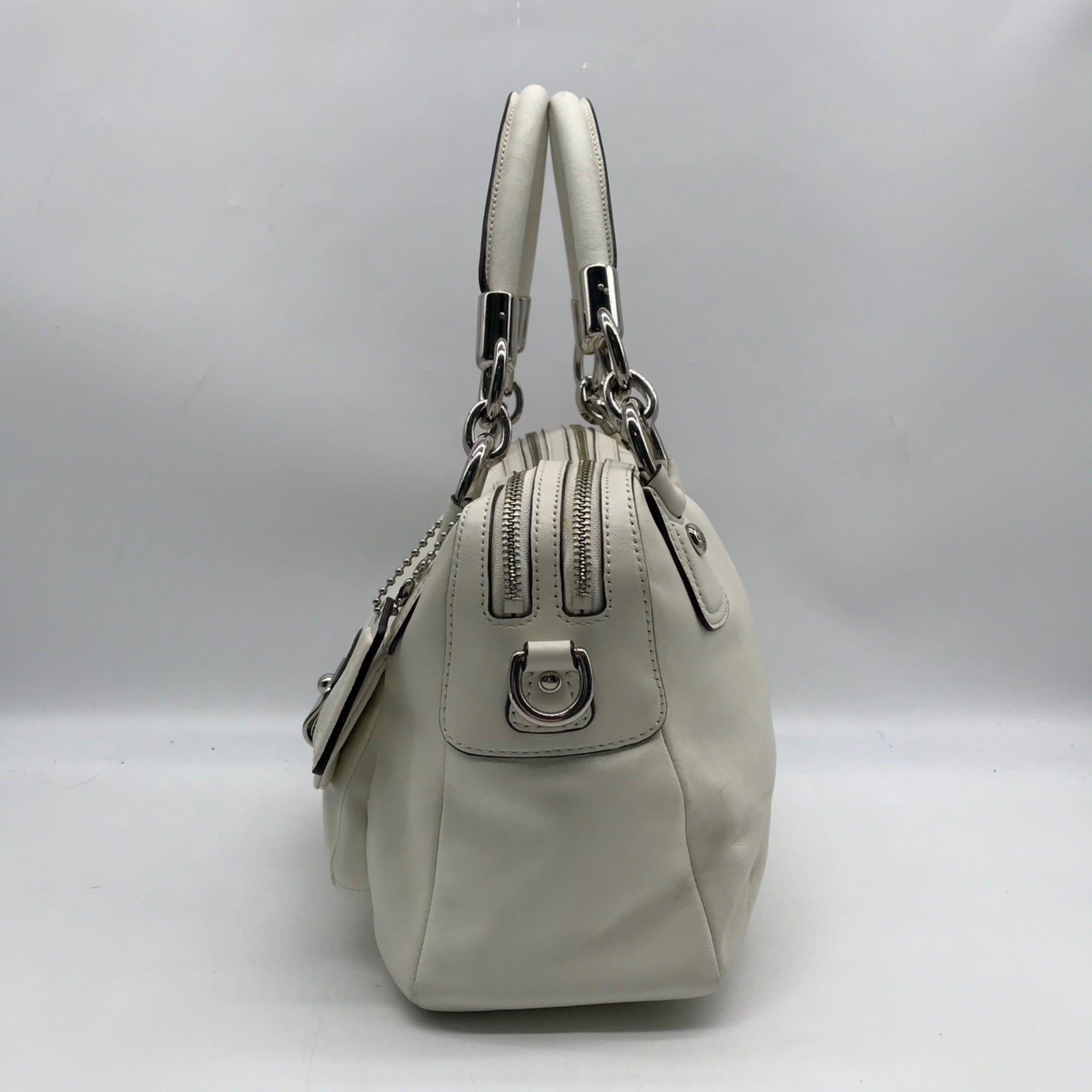 Coach White Leather Vintage Kristin Double Zip Satchel F22304